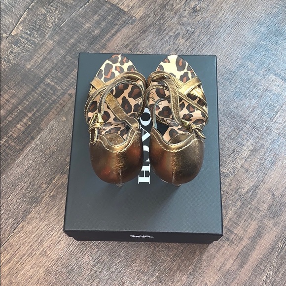 Coach | Gold and Leopard Print Strappy Heels - Picture 4 of 5